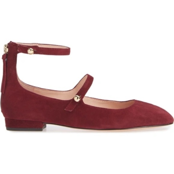 JCREW POPPY TWO-STRAP BALLET FLAT IN BURGUNDY - Picture 1 of 6